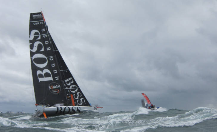 Hugo Boss yacht in heavy seas