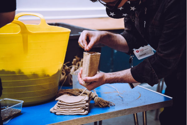 Seagrass seed pouch filling