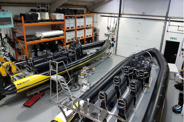 Ribs out of the water for winter maintenance