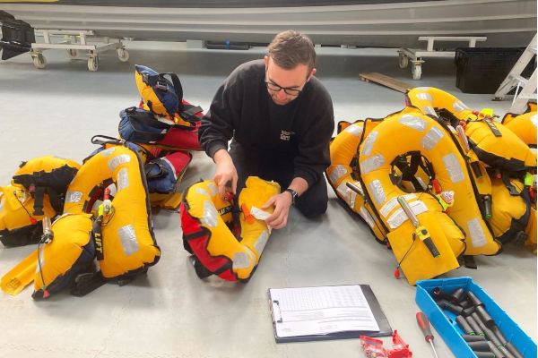 Life jackets being serviced