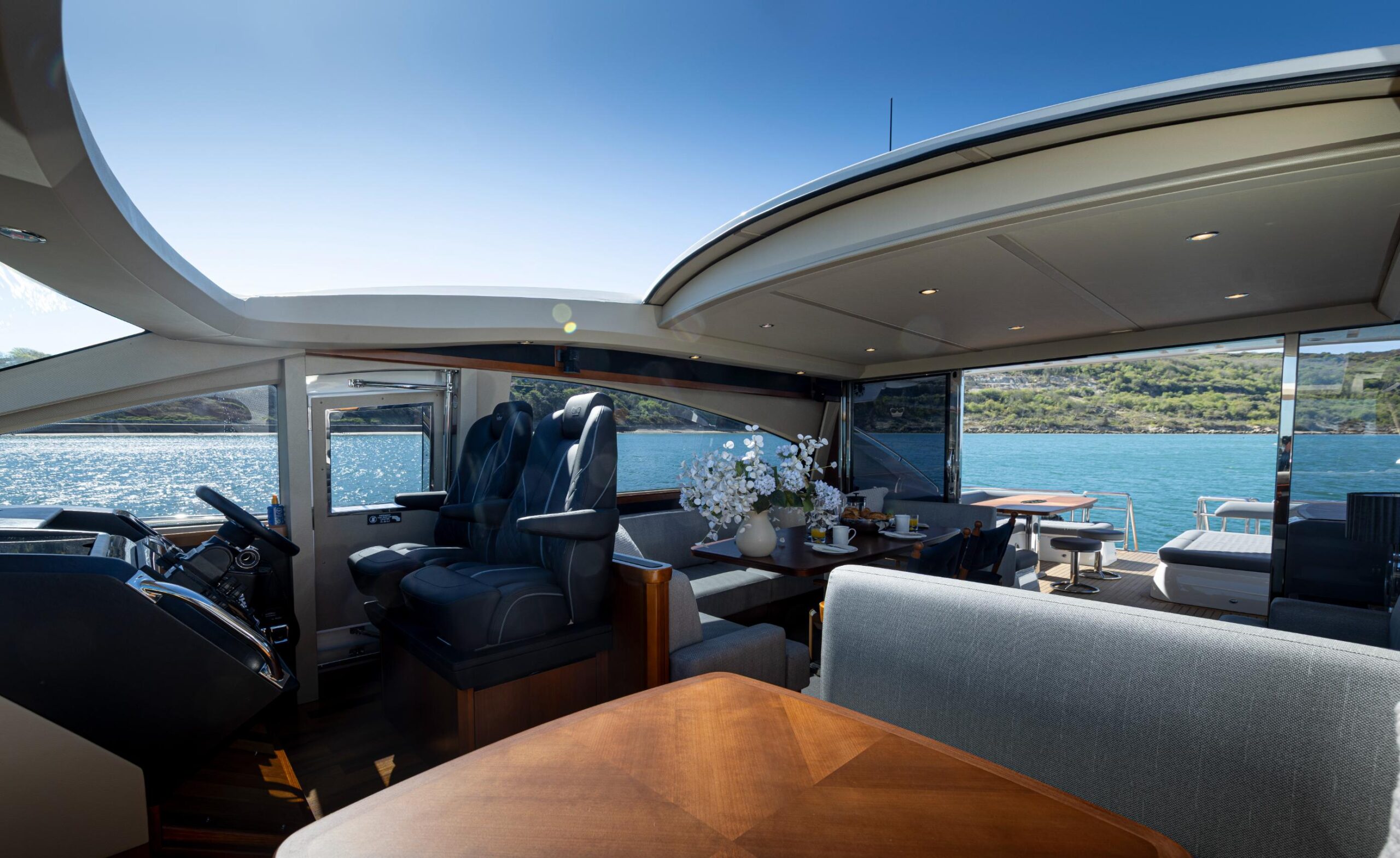 Princess V65 Varka luxury yacht interior saloon and helm station